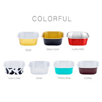 300ml Bleu Gâteau Emballage Dessert Feuille Récipient Yaourt Feuille Plat De Cuisson Plateau Jetable De Qualité Alimentaire Carré En Aluminium Feuille Tasse