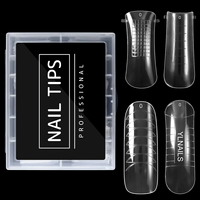 Moule en gel réutilisable pour extension d'ongles en gros, 100/120 pièces, capsules d'ongles artificielles transparentes à presser avec échelle pour extension d'ongles