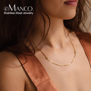 EManco Birthstone <strong>Monogram</strong> Customized <strong>Necklace</strong> DIY <strong>Name</strong> <strong>Necklace</strong> Stainless Steel Jewelry Birthday Gift - Product Image 1
