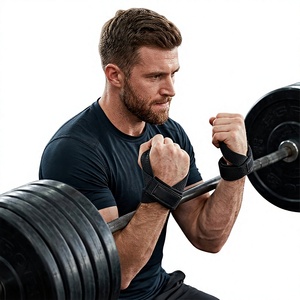 Sangles en néoprène de qualité supérieure, robustes, personnalisables avec logo, forme 8, légères, antidérapantes et réglables pour la musculation - Product Image 1