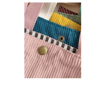 Custom Logo Middle Bottom Durable Fabric Student Corduroy Canvas Arts and Arts Buckle Single Shoulder Canvas Campus <b>Tote</b> Bag - Product Image 3
