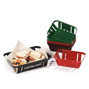 Factory Hot Sales Fast Food Plastic Rectangle Basket Tray Picnic Basket