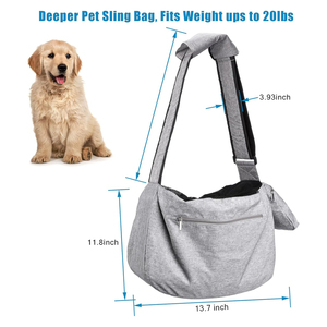Tas selempang hewan peliharaan ekstra besar, kapasitas 15-25lbs tali empuk dapat disesuaikan ritsleting tas bahu poliester ramah perjalanan untuk anjing - Product Image 2