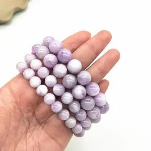 Heißer Verkauf Natürliche handgemachte Kunzit Kristall Armbänder Quarz Perlen Healing Kristall Armband für Frauen