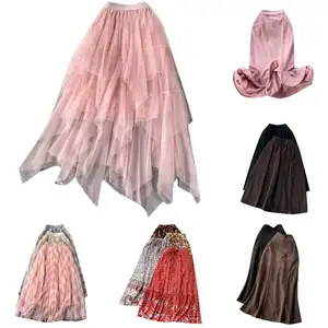 Wholesale Premium Fashion Casual High Waist Skirt 2024 New Summer Loose Slim Elegant Large Swing Women's A-line Skirt
