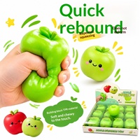 Jouet Squishy Croustillant Pomme Verte Anti-Stress, Gadget Fidget Emballé Transparent pour Jeunes et Adultes d'Âge Moyen
