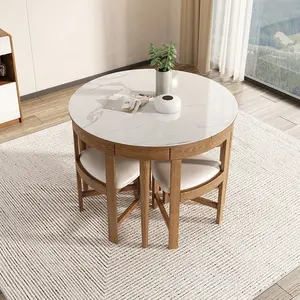 Mesa de jantar redonda de mármore, extensível, moderna, dobrável, para sala de jantar, móveis 80*80cm