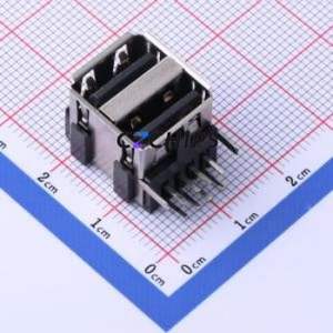 907-211B1021D10200 USB Connector Bent Lead Through Hole Connector Type-A USB 2.0 Female Right Angle Insert - Product Image 1