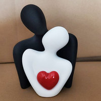Artisanat en céramique en forme de cœur plaqué or, motif abstrait simple, couple amoureux enlacé, pour armoire à vin