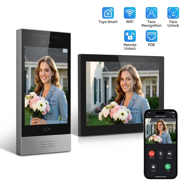 Tuya Smart Doorbell IP Video Intercom System for Multi-Apartment 10" Face Recognition 7" Touch Screen Video Doorbell Intercom