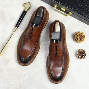 Chaussures décontractées, chaussures en cuir pour hommes, chaussures pour hommes, style polyvalent pour hommes, tendance mode business en cuir de vachette, chaussures durables et confortables - Product Image 4