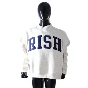 Sudadera Rish de Cuello Redondo Unisex, Blanca, de Algodón French Terry, Oversize, Casual, con Estampado de Letras, para Otoño - Product Image 5