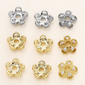 <b>Flower</b> Shape Gold Plated Bead Setting 7.5mm For <b>Bracelet</b> Making Jewelry Findings - Product Image 4