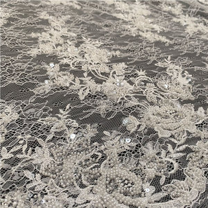 2023 Nigeria ren đỏ guipure hạt ren thêu vải với sequins và ngọc trai ASO ebi cho đám cưới Châu Phi - Product Image 5