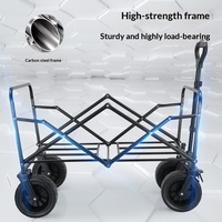 Chariot de camping pliable extra-large pour l'extérieur, chariot de pique-nique manuel, mini chariot universel pliable en métal tout-terrain