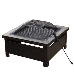 L Suministro de fábrica Cubierta de malla de pizarra cuadrada de 30 pulgadas Jardín al aire libre <span class=keywords><strong>Patio</strong></span> Estufa de pozo de fuego Brasero para Hotel Comedor Camping Picnics - Product Image 1