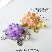 Lampe en forme de tortue en cristal d'améthyste naturel, faite à la main en usine, pour cadeau