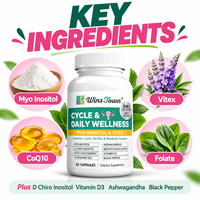 Capsules Myo-Inositol Vitex pour le bien-être féminin, soutien quotidien du cycle, D-Chiro-Inositol, Ashwagandha, Folate, CoQ10, complément alimentaire