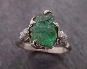 Anello in vera meteorite, set di anelli in meteorite verde martellato in silicone, anelli di coppia coordinati per matrimonio - Product Image 5