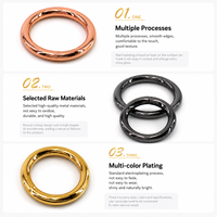Anneau en métal rose doré pour colliers d'animaux, sangles de sacs et accessoires de maroquinerie