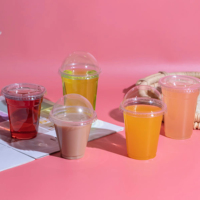 Tasse PET jetable avec logo imprimé personnalisé 8/9/10/12/14/16/20/24/32 oz Tasses en plastique à paroi unique pour café, thé à bulles, smoothie