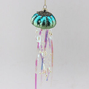Organismo marino hecho a mano de 8,5 cm, decoración navideña, dibujo de colores, medusas de cristal, adornos colgantes, soplado para fiesta de año nuevo - Product Image 1