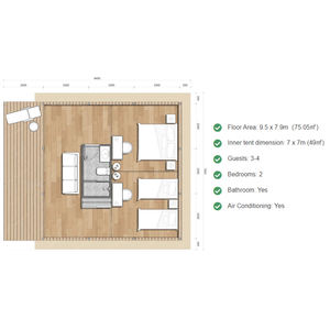 Tienda de Campaña de Lujo para Glamping en el Desierto Africano, Estilo Safari, con Baño, para Campamentos al Aire Libre en Marte - Product Image 4