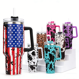Vaso Térmico de Viaje de 40 oz con Diseño de Leopardo, Antiderrames, Doble Pared, para Bebidas Frías, con Asa, Color Amarillo Girasol/Vaca, 30/40 oz - Product Image 5
