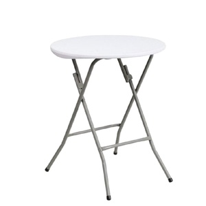 Escritorio plegable para exteriores, mesa circular de plástico, pierna de acero para reuniones y salidas de fiesta