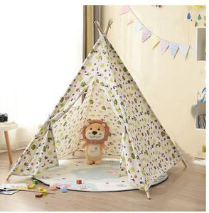 Tente de <span class=keywords><strong>tipi</strong></span> d'intérieur en toile de coton à quatre pôles avec fenêtre pour enfants - Product Image 5