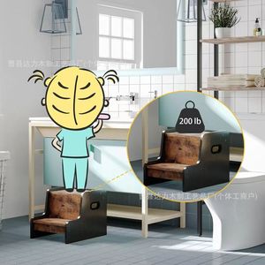 Taburete de madera para niños, taburete elevador de doble capa para inodoro con asa, para edades de 2 a 4 años - Product Image 2