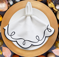 Napperons et serviettes brodés faits main en coton et lin avec dentelle, pour restaurants haut de gamme, hôtels et cuisines