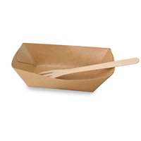 Barquettes à collation en carton, capacité 400 ml, 17x11,5x4 cm, couleur marron, jetables, écologiques, barquettes marron pour collations