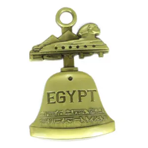 Mısır hatıra turist sahne çan şekli metal buzdolabı mıknatısı dekoratif antika kapı zili ile pirinç kaplama