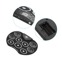 Batterie électronique enroulable avec 9 pads en silicone, alimentation USB/piles, baguettes et pédales pour enfants