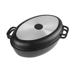 Sartén Ovalada para pescado a la parrilla con diseño de seguridad, juego de bandejas para hornear asador de <span class=keywords><strong>aluminio</strong></span> <span class=keywords><strong>fundido</strong></span> antiadherente - Product Image 6