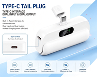 Produk Tren 2026 Power Bank Terlaris 5000mAh Mini Capsule 20W Pengisian Cepat USB Layar LED Plug 2-in-1 Portabel OEM