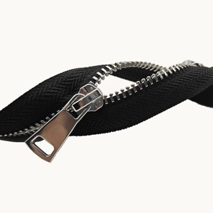 Vente en gros personnalisée 5 #   <span class=keywords><strong>Fermeture</strong></span> éclair bidirectionnelle en métal, dents en laiton, noire, écologique, durable, à verrouillage automatique, <span class=keywords><strong>double</strong></span> ouverture - Product Image 2