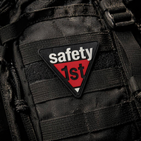 Badge personnalisable en PVC 3D en caoutchouc avec logo Safety 1st, prêt à être expédié, idéal pour vestes ou sacs à dos