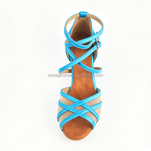 Nouvelles chaussures de danse à semelle souple bleu <span class=keywords><strong>aqua</strong></span>, chaussures de danse latine pour femmes, chaussures à talon bas pour filles, chaussures de salsa pour soirées, sandales d'intérieur pour femmes - Product Image 2