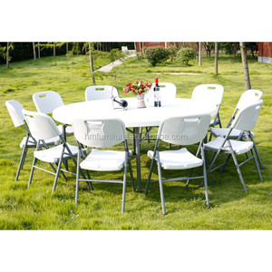 Tables et chaises pliantes d'extérieur en plastique <span class=keywords><strong>de</strong></span> 200 cm, <span class=keywords><strong>de</strong></span> bonne qualité, bon marché, d'<span class=keywords><strong>occasion</strong></span>, pour événements - Product Image 5