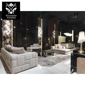 समकालीन आधुनिक चमड़े के सोफे होटल लॉबी 1 + 2 + 3 सीटर एकांत सोफे सोफे सेट लक्जरी घर रहने वाले कमरे तीन सीटर सोफा - Product Image 3