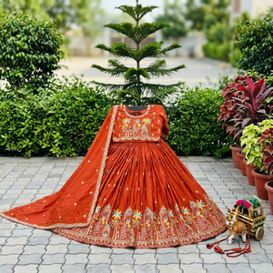 <b>Red</b> Embroidered <b>Lehenga</b> Choli Set Women Traditionals Ethnic Wear <b>Wedding</b> India Pakistan Style Floor-Length Loose Fit - Product Image 3