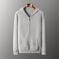 Ensemble tricoté en cachemire pour homme, nouveau modèle automne-hiver, avec logo personnalisé OEM, cardigan zippé décontracté, épais et ample, style sport, pull tricoté