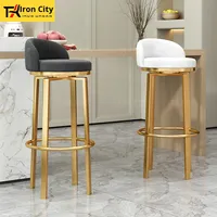 Tabouret de bar moderne et minimaliste de luxe léger, avec dossier, siège pivotant, hauteur réglable, structure métallique, tendance, pour comptoir haut