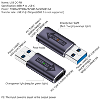 Adaptor QC 4.0 USB 3.1 ke PD Tipe-C, Adaptor USB-A ke USB-C Female dengan Output DC dan Proteksi Sirkuit Pendek untuk Laptop & Kamera