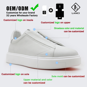 Lanci Shoe Factory Full Customize Full Grain Napa Genuine Leather Men <strong>White</strong> Shoes with Logo Label Designer <strong>Sneakers</strong> - Product Image 6