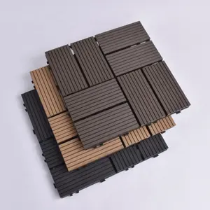 Garden WPC Floor WPC Tiles Balcony Interlock Tiles Wood Plastic Composite Wpc Decking Tile Interlocking Garden
