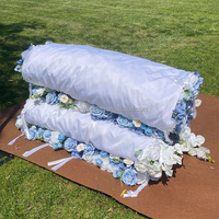Panel dinding dekorasi pernikahan Sunwedding 3D bunga mawar biru putih teratai buatan dari sutra untuk Paskah Natal Tahun Baru