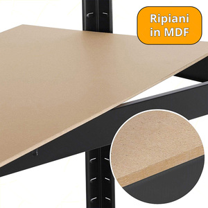 Étagère de garage à 4 niveaux en MDF noir et métal 75X30X173H avec 4 étagères - Product Image 6